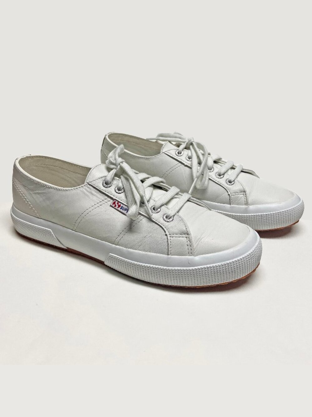 Superga 2750-NAPPALEAU White Leather Sneakers Women's Size 9 Lace-up S00C780